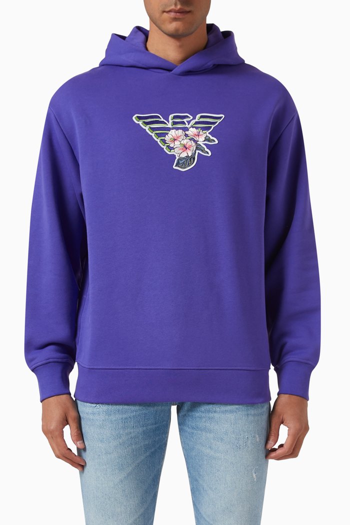 

Macro Eagle Hoodie in Cotton, Purple