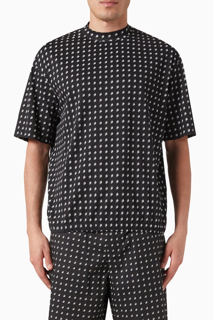 

All-over Logo Print T-shirt in Cotton-jersey, Black