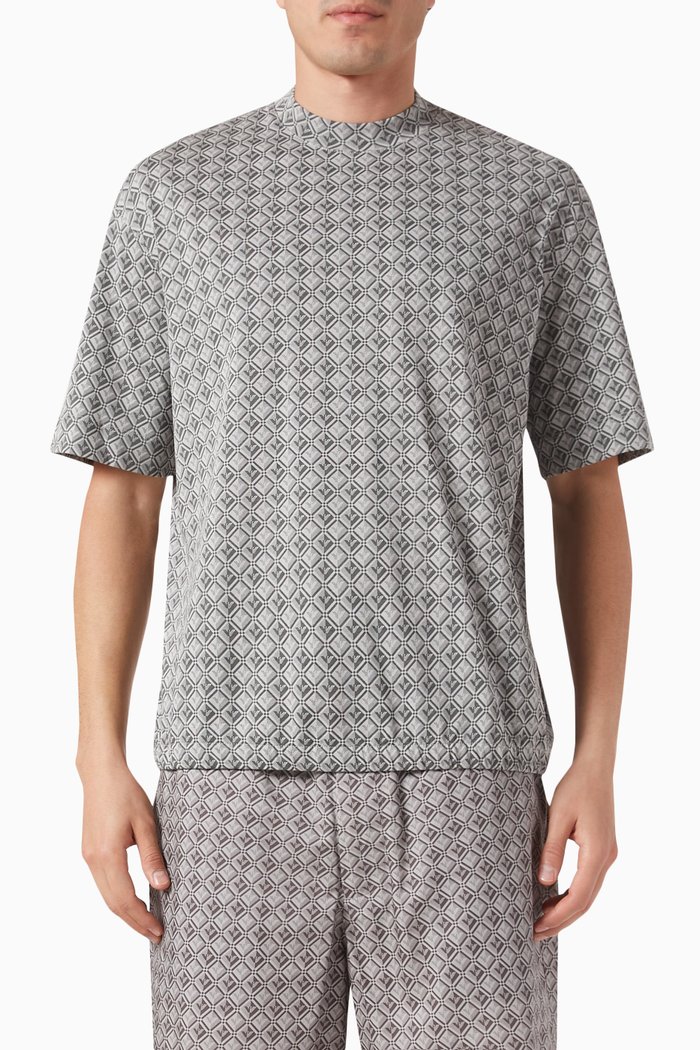 

All-over Logo Print T-shirt in Cotton-jersey, Grey