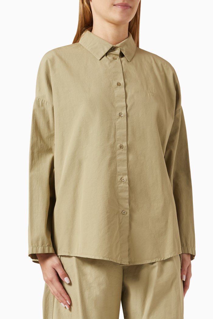 

EA Logo Embroidered Shirt in Organic Cotton, Brown