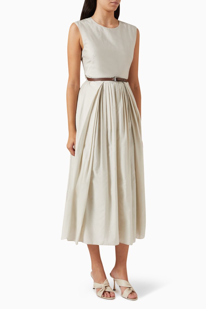 

Pleated Midi Dress, Neutral