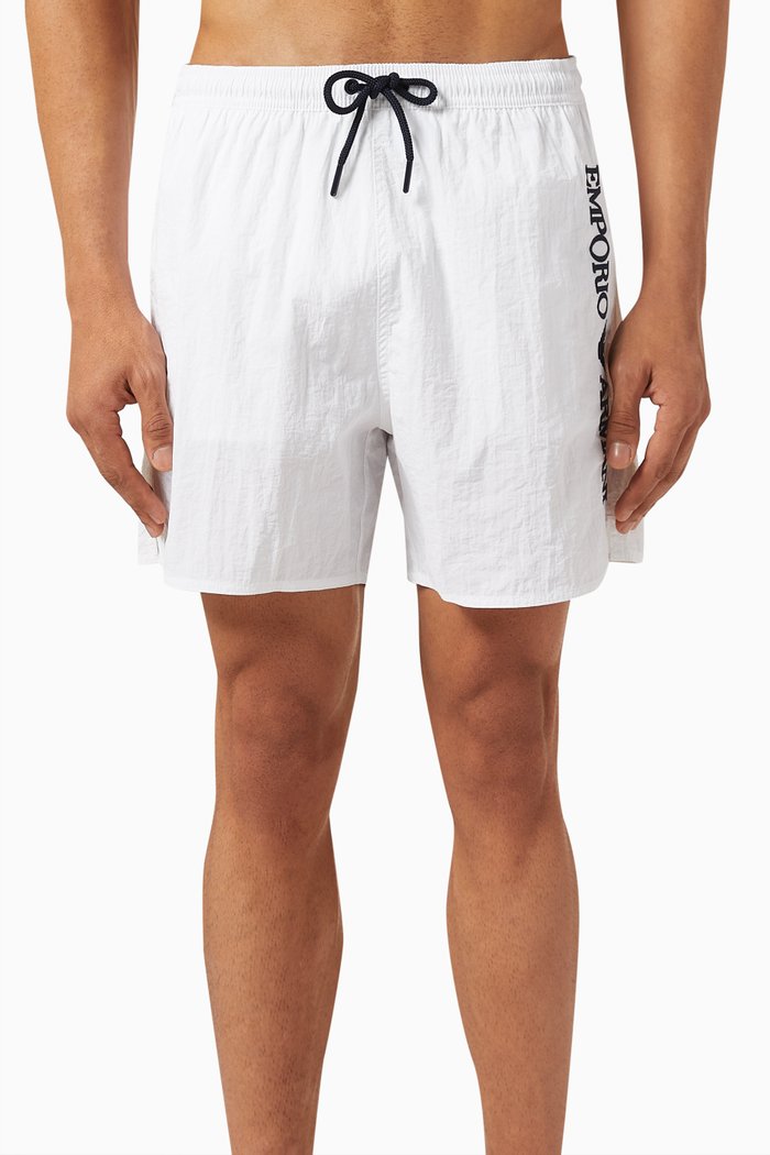 Macro EA Logo Swim Shorts in Nylon, White