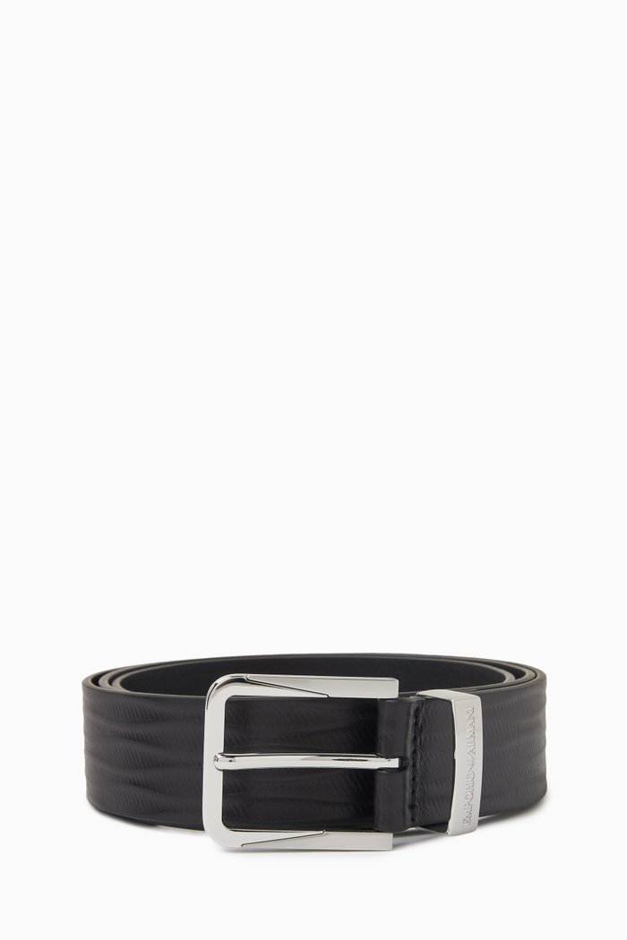 

Embossed Belt in Leather, Black
