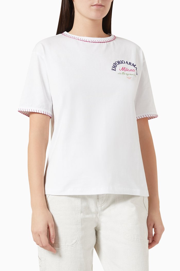 

Logo Embroidered T-shirt in Organic Cotton, White
