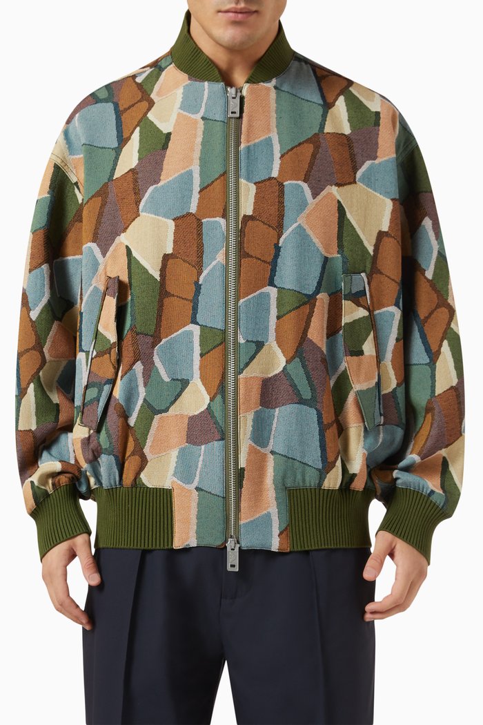 

Printed Zip Jacket in Cotton-blend, Multicolour