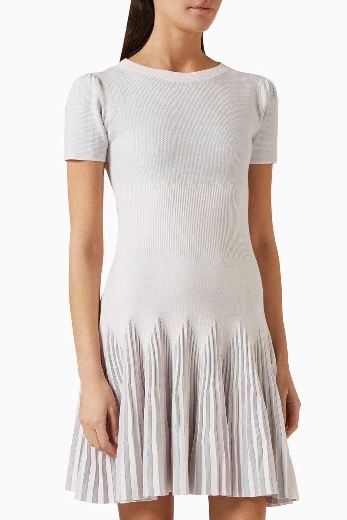 

Pleated-hem Mini Dress in Jacquard, Pink