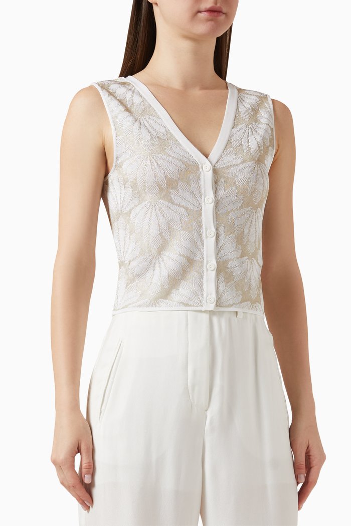 

Palm Tree Vest in Jacquard-knit, White