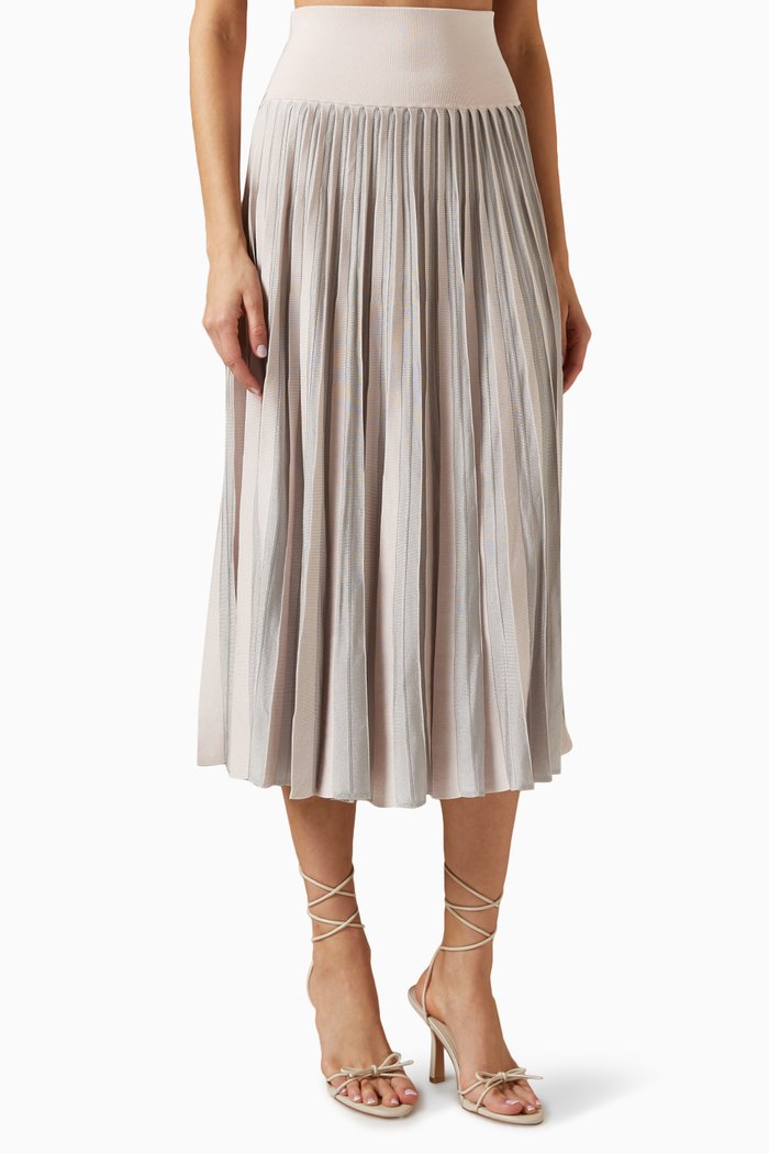 

Elasticated Pleated Skirt in Viscose, Pink