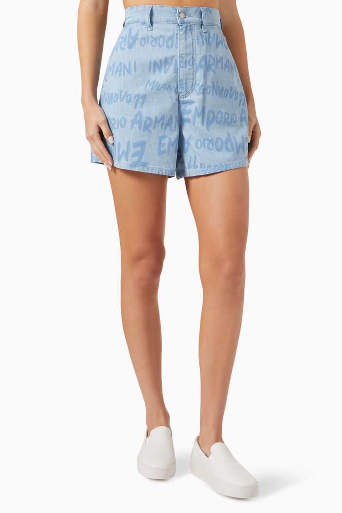 

EA Logo Shorts in Denim, Blue