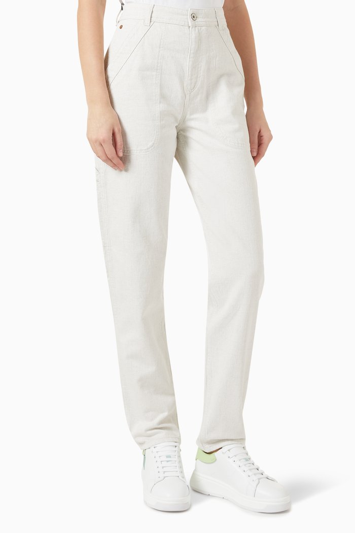 

Straight-leg Pants in Linen, White