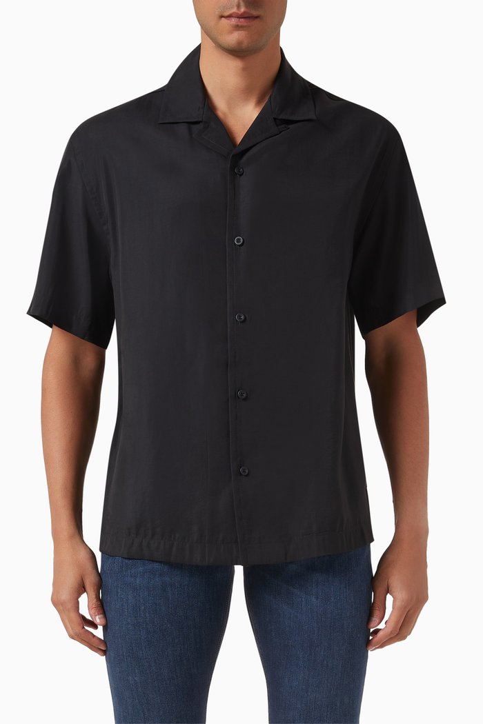 

Palm Trees Shirt in Modal-blend, Black