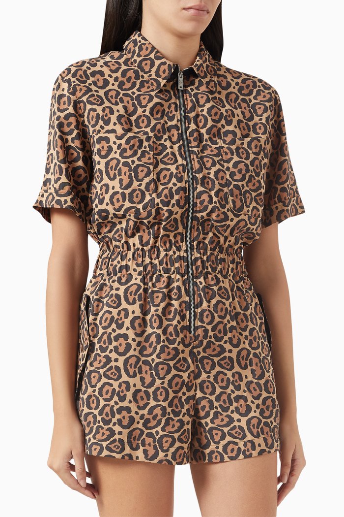 

Jaguar Print Jumpsuit in Modal-blend, Brown
