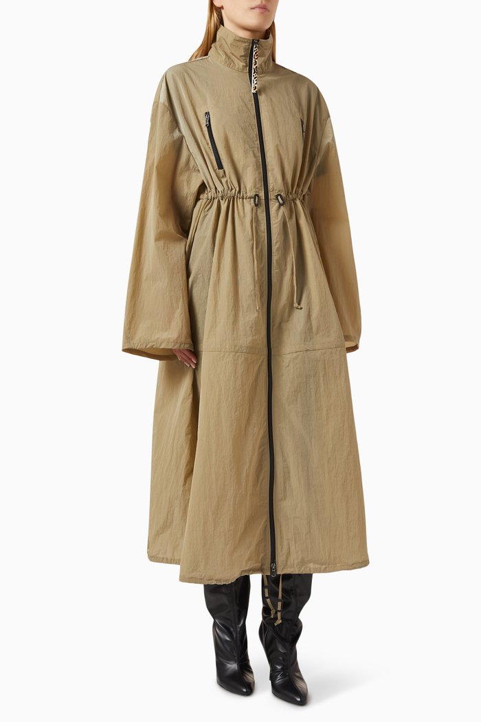 Zip Up Long Coat, Neutral