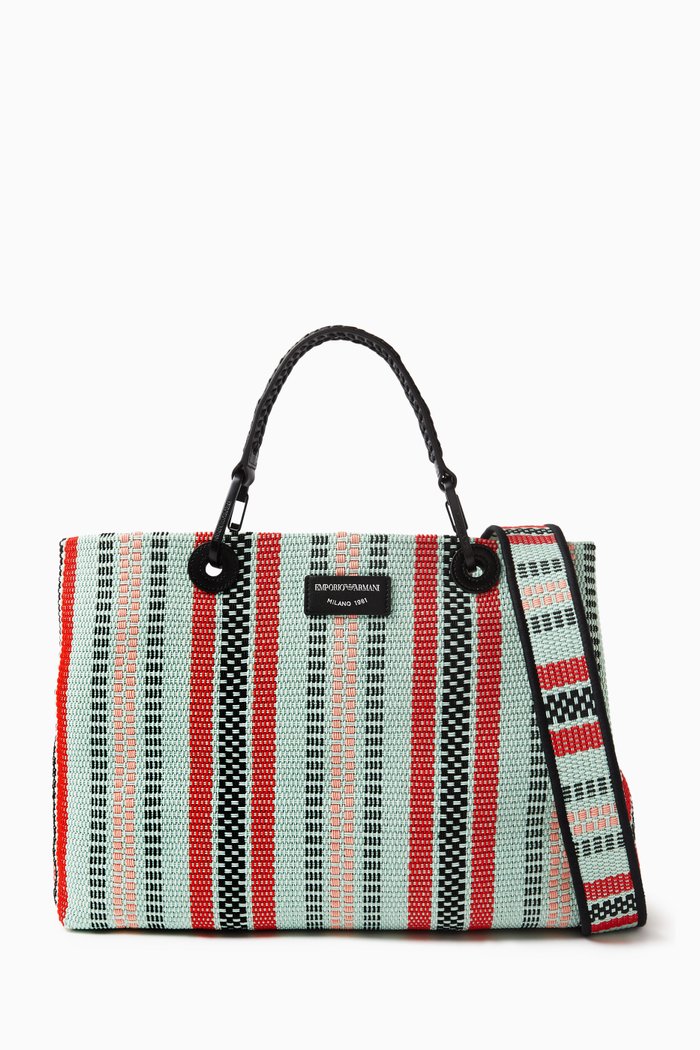 

Medium Logo Tote Bag in Raffia, Multicolour