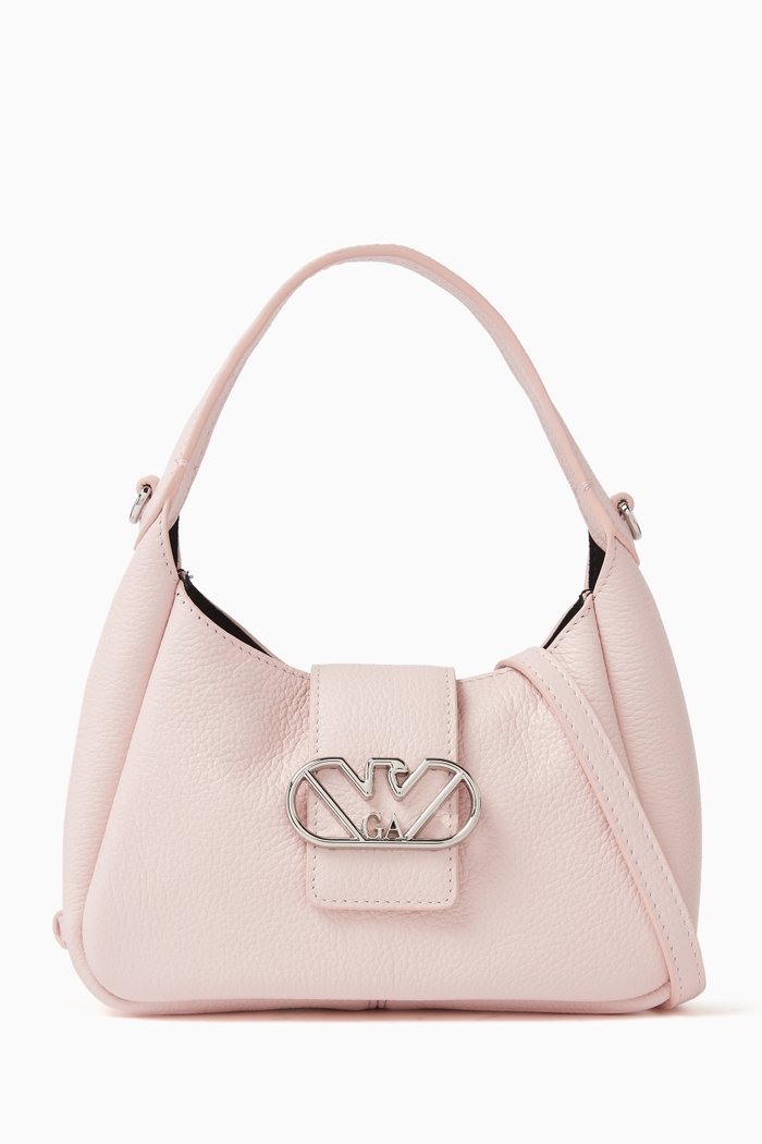 

Eagle Logo Top-handle Hobo Bag in Leather, Pink