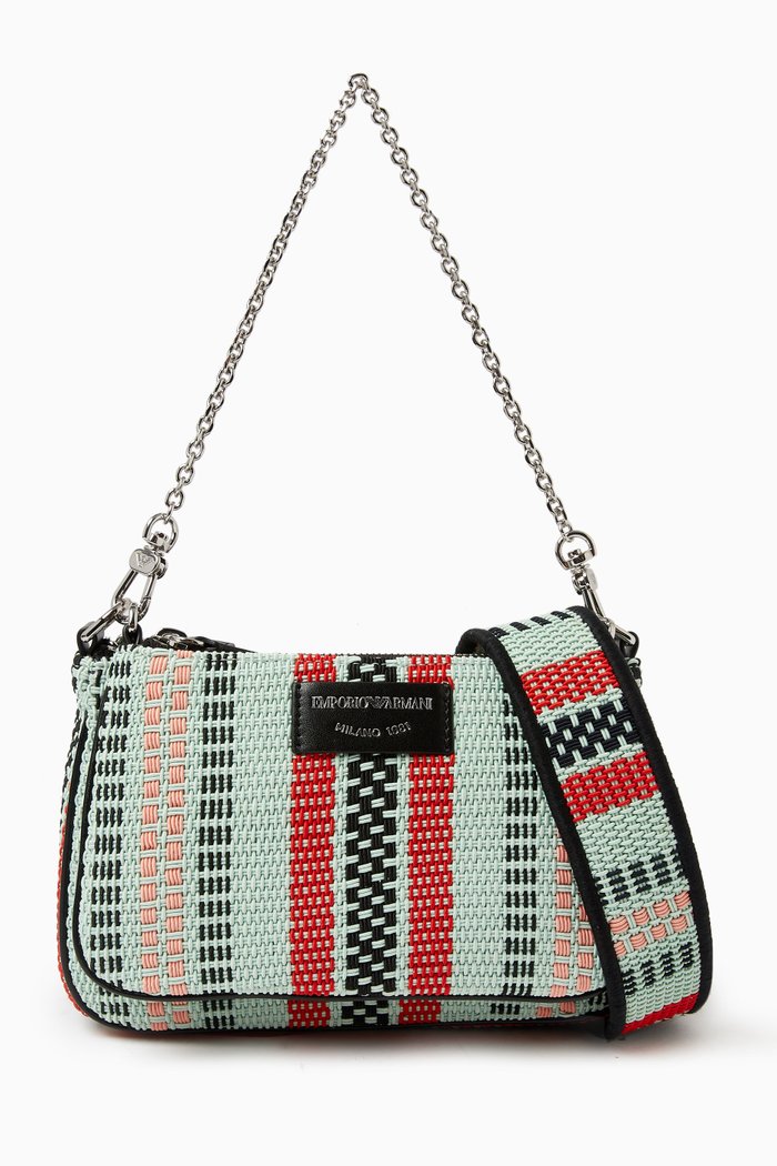 

Logo Crossbody Bag in Raffia, Multicolour