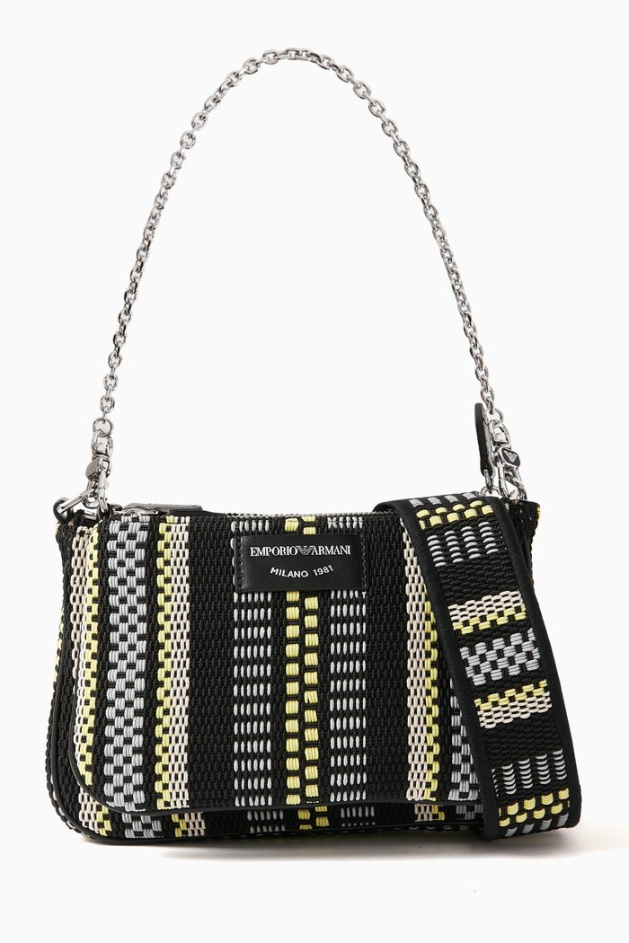 

Logo Crossbody Bag in Raffia, Multicolour