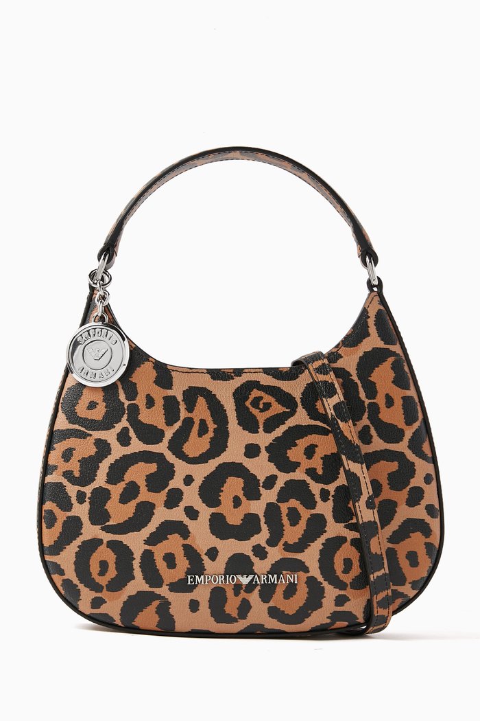 

Mini Holly Shoulder Bag in Jaguar-print Leather, Brown