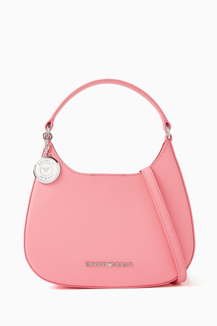 

Small EA Hobo Bag in Grained Leather, Pink