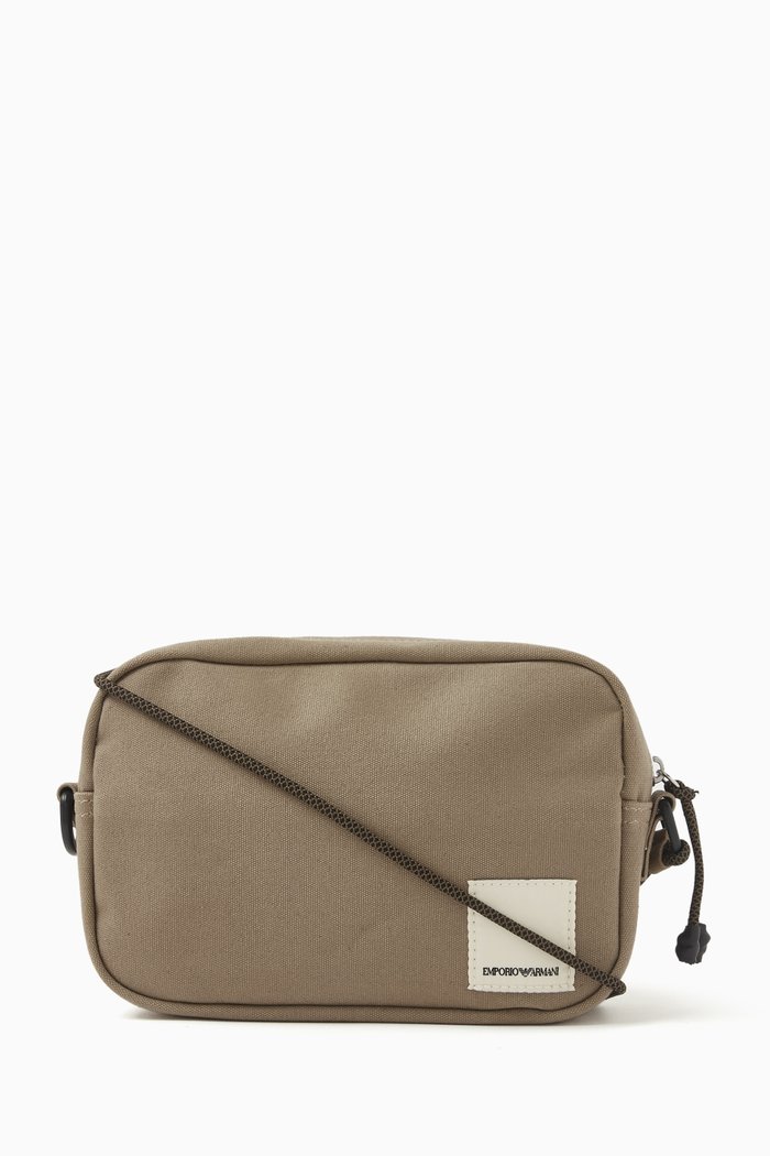 

EA Logo Patch Crossbody Bag in Cotton, Neutral
