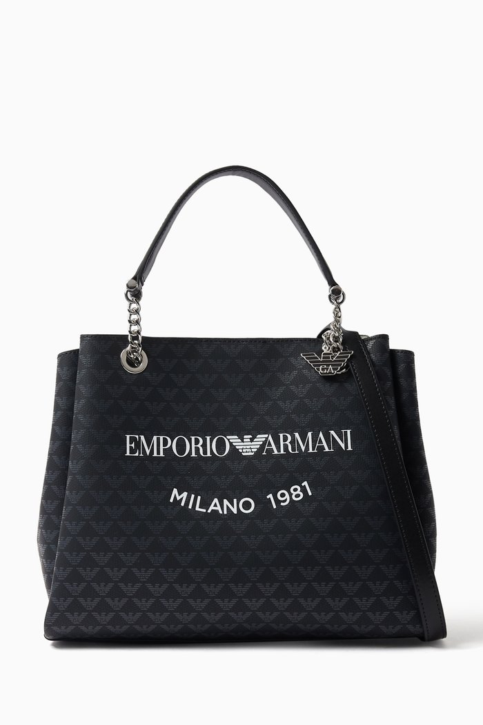 

Small EA Logo Tote Bag, Black
