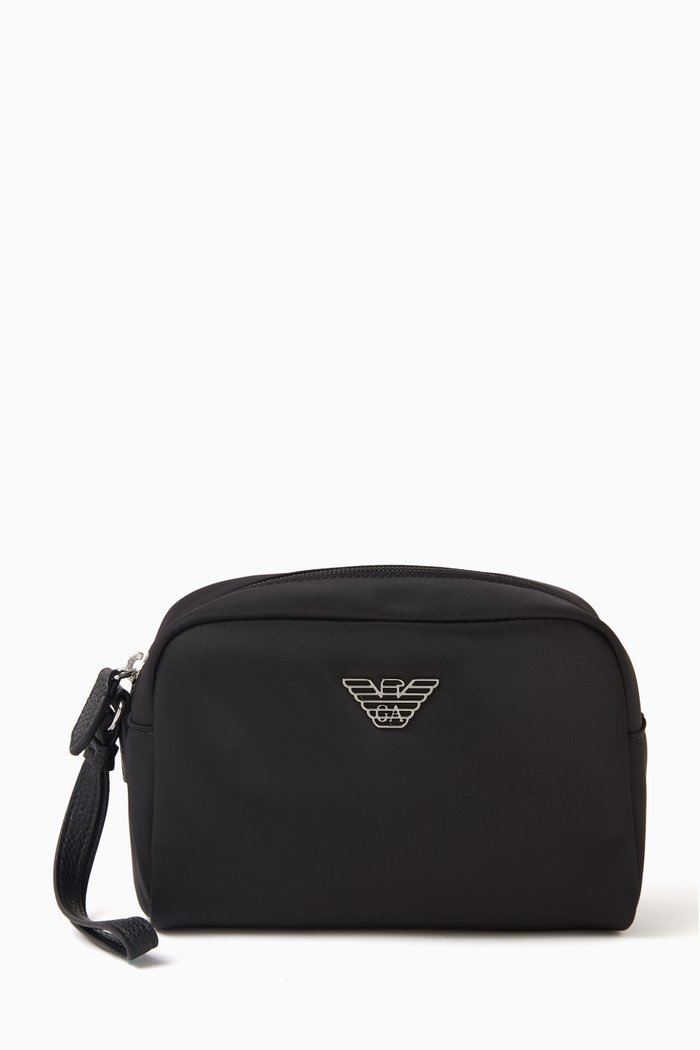 Logo Beauty Bag in Nylon, Black
