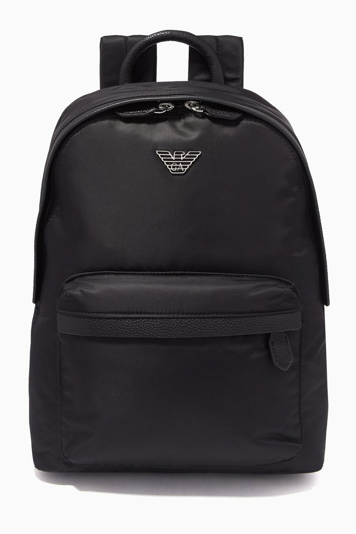 

Metal Logo Backpack in Nylon, Black