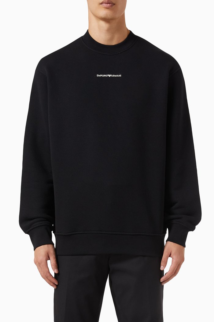 

Micro EA Logo Sweatshirt in Cotton, Black