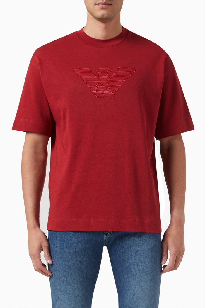 

Macro EA Logo T-shirt in Cotton Jersey, Red