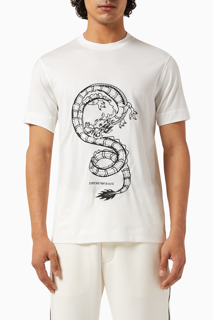 

Embroidered T-shirt in Cotton Blend, White