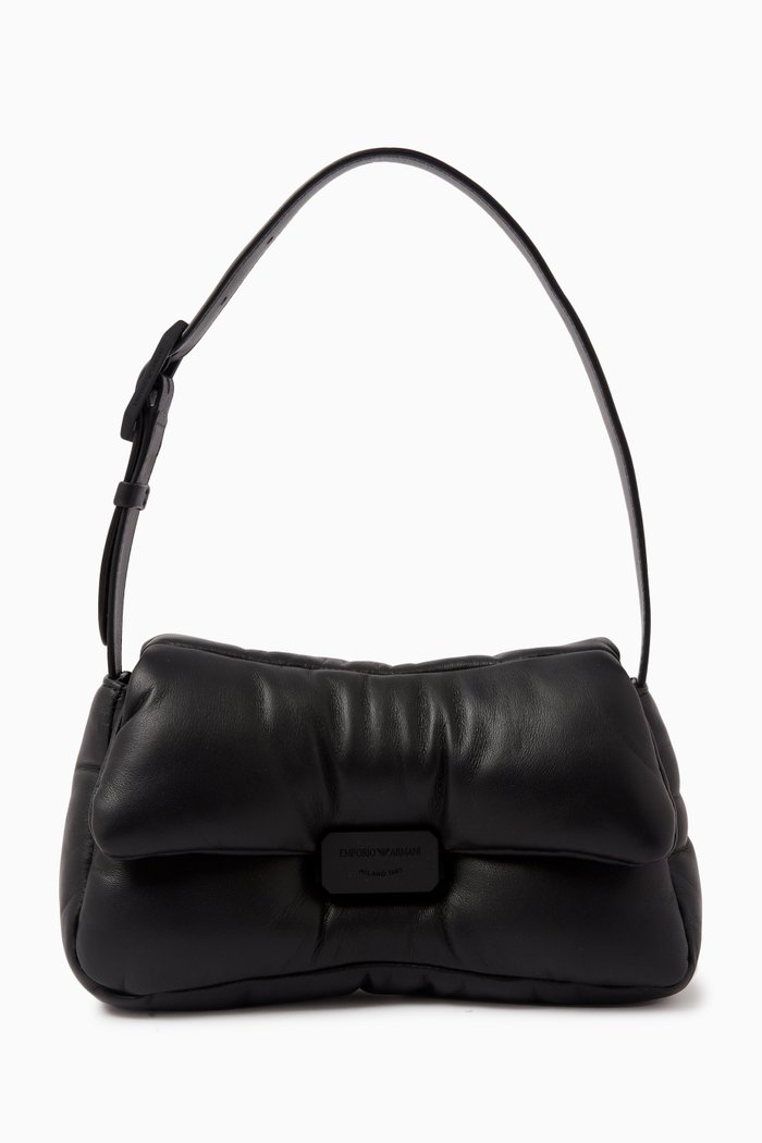 

Puffy M Shoulder Bag in Nappa Leather, Black