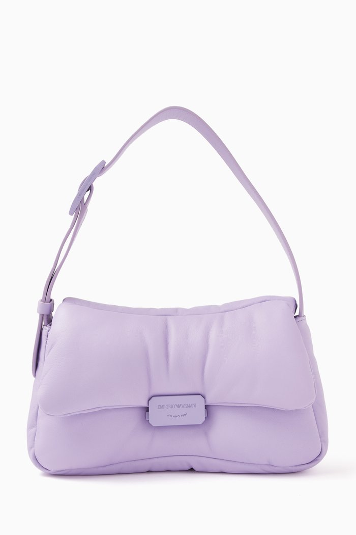 

Puffy M Shoulder Bag in Nappa Leather, Purple