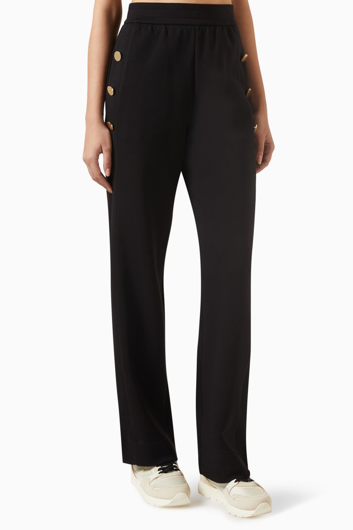 

Button-detail Pants in Jersey, Black