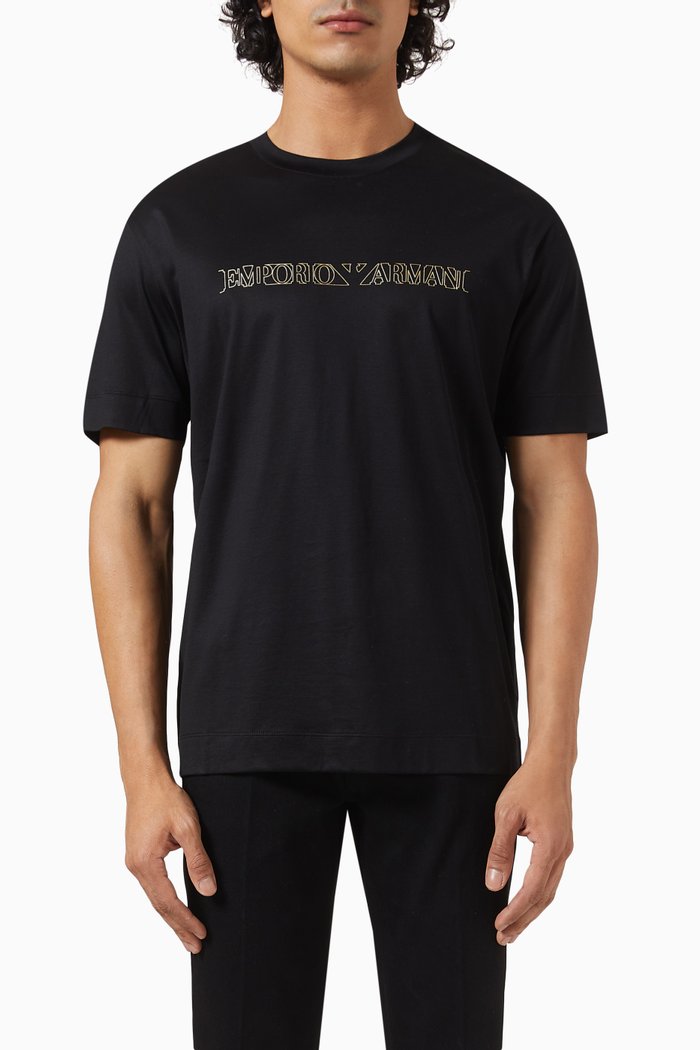 

EA Text Logo T-shirt in Cotton Blend, Black