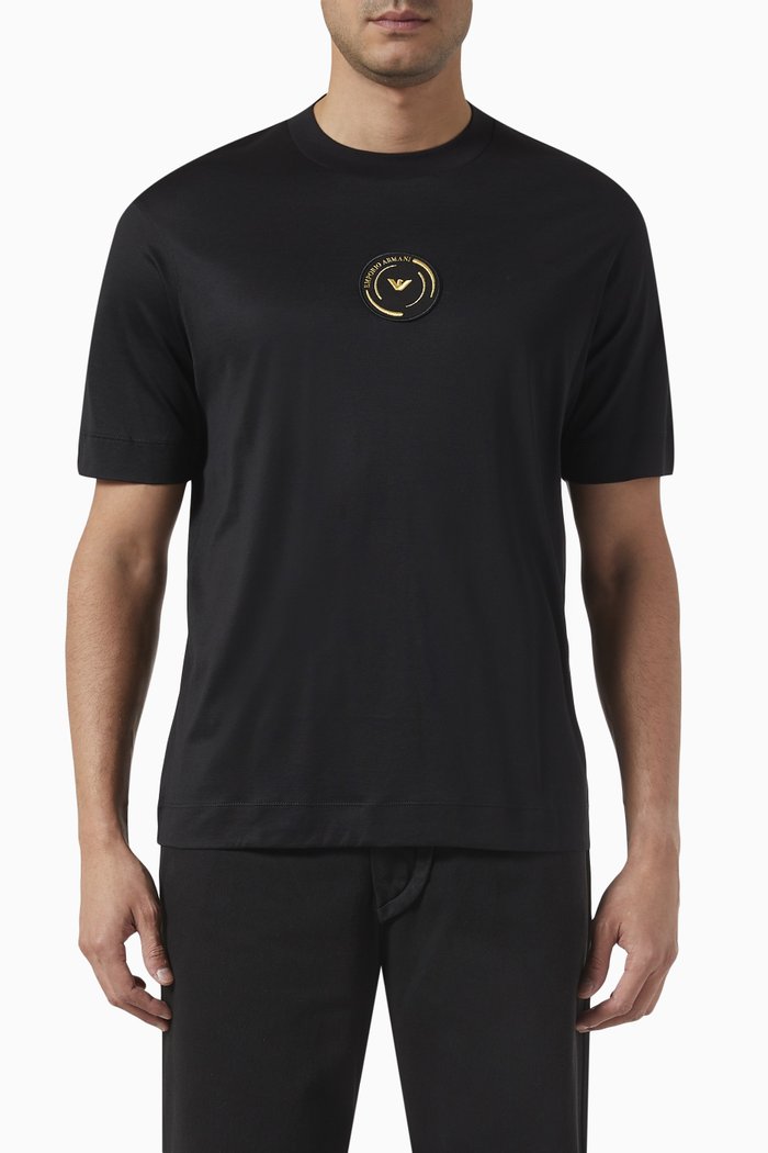 

Micro Eagle Logo T-shirt in Lyocell-blend Jersey, Black