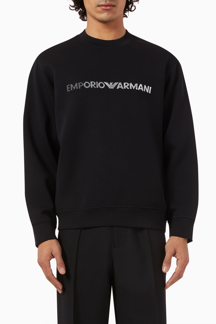 Macro EA Sweatshirt in Cotton Jersey, Black