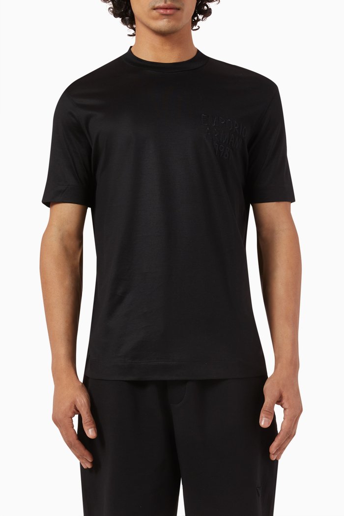 

Macro EA Logo T-shirt in Lyocell-blend, Black