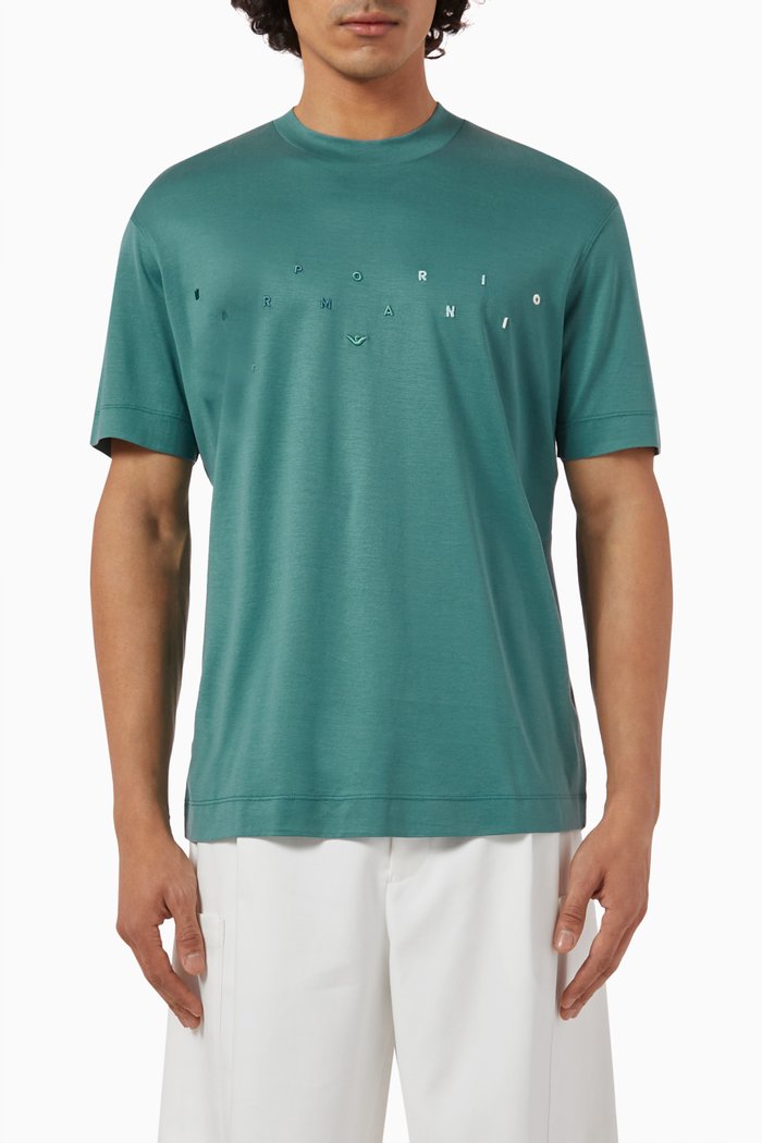

Macro EA Logo T-shirt in Lyocell-blend, Blue