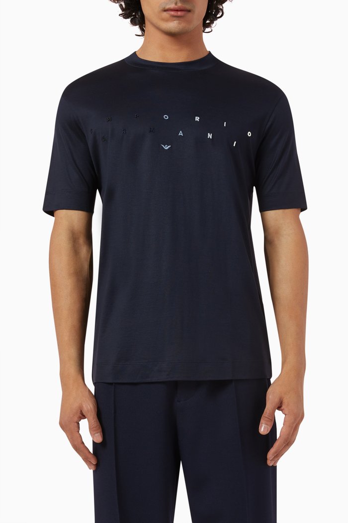 

Macro EA Logo T-shirt in Lyocell-blend, Blue