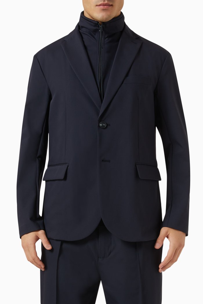 

Zip-up Blazer in Wool-blend, Blue