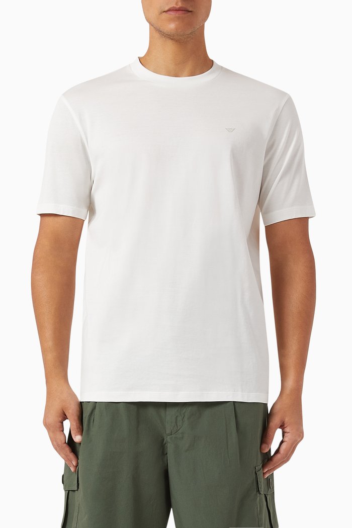 Micro Eagle T-shirt in Cotton Jersey, White
