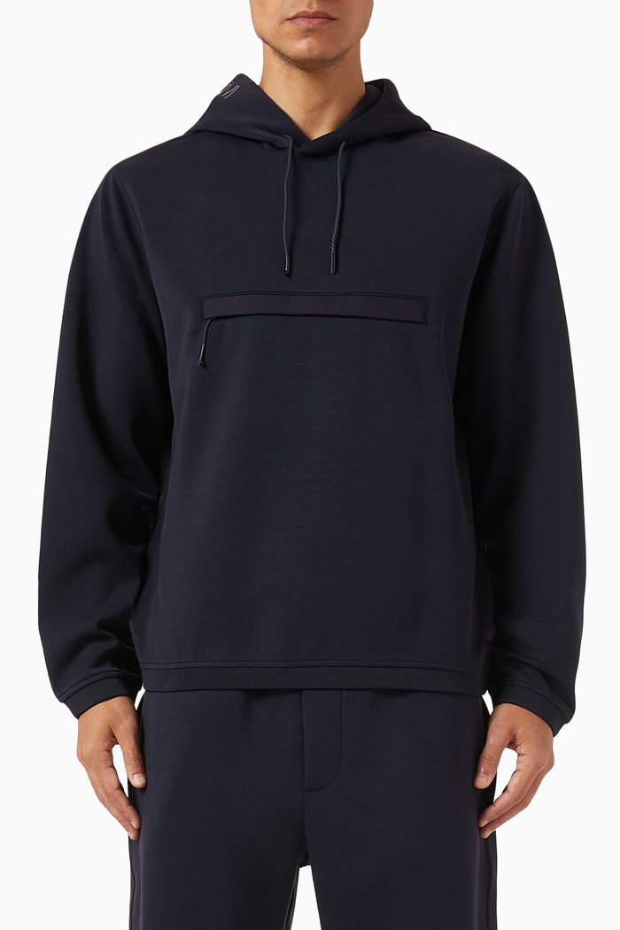 

Drawstring Hoodie in Jersey, Blue