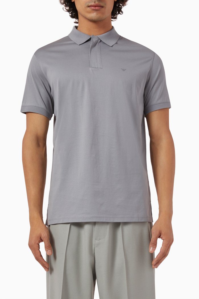 

Micro Eagle Polo Shirt in Piqué, Grey