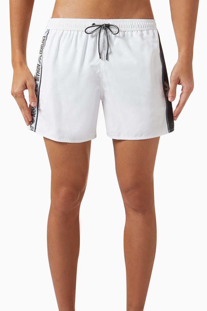 

EA Logo Swim Shorts in Nylon, White