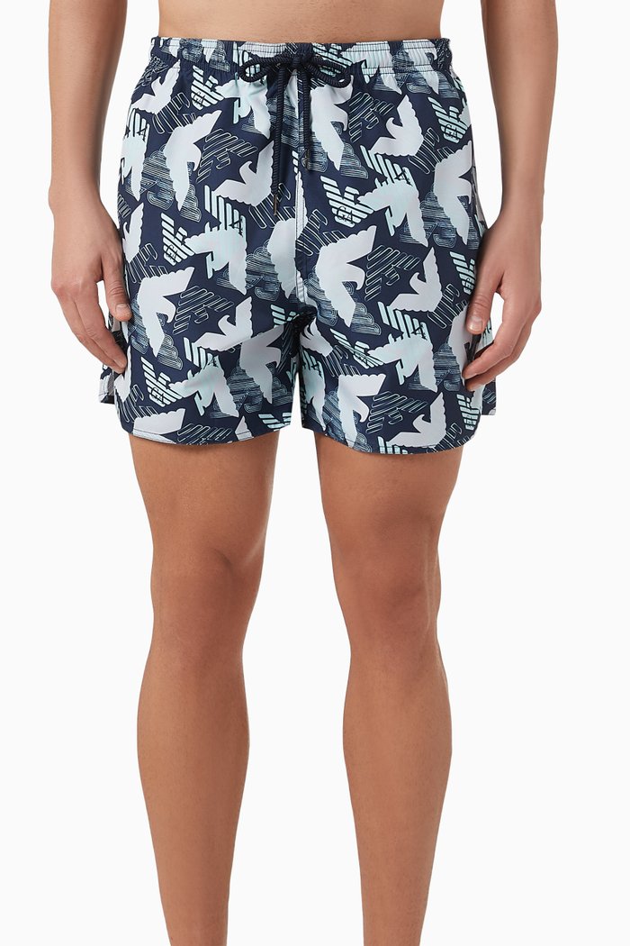 

Macro Eagle Logo Swim Shorts, Blue