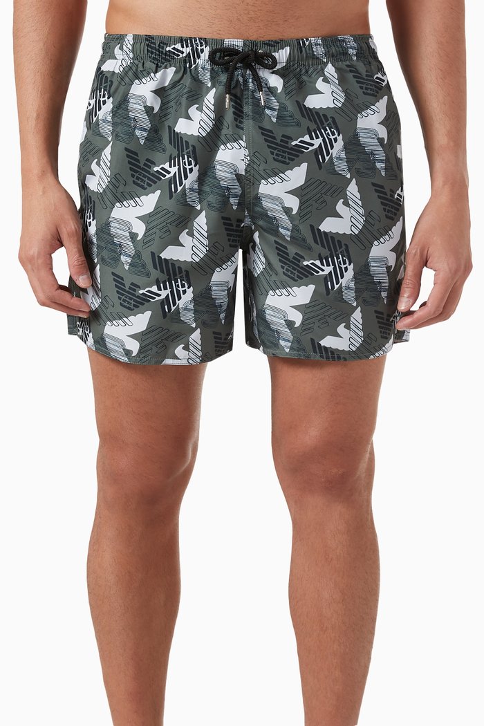 

Macro Eagle Logo Swim Shorts, Green