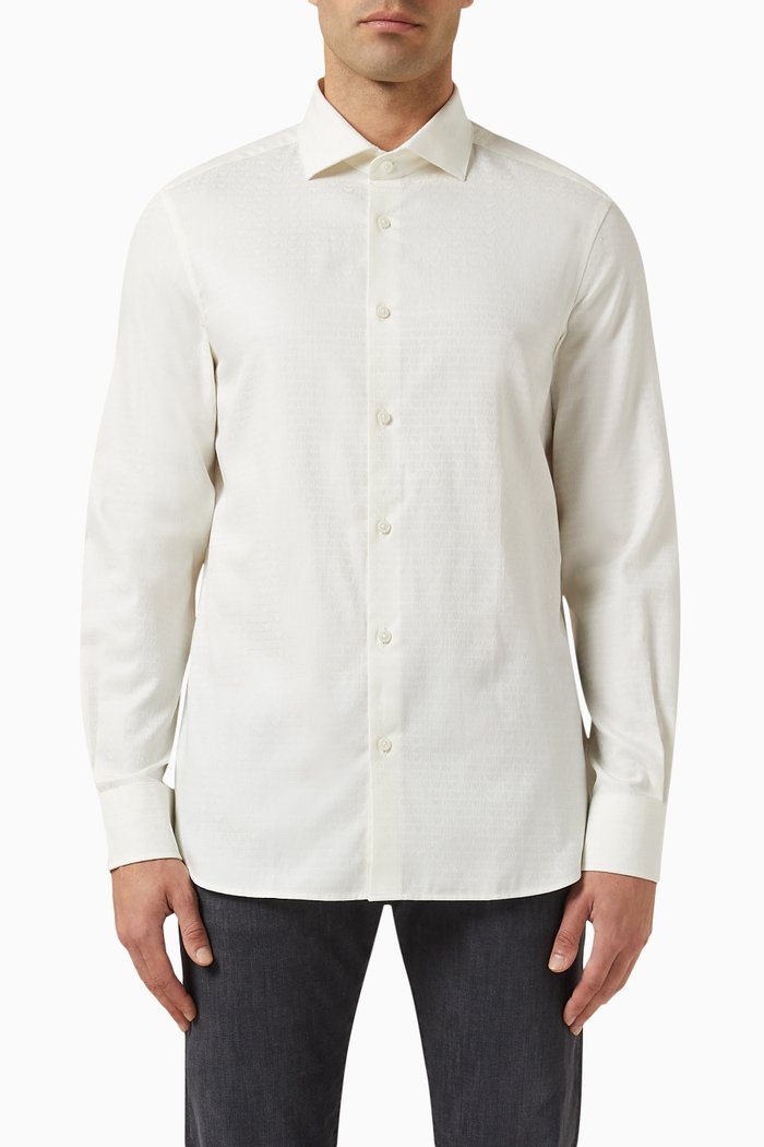 

Micro EA Logo Shirt in Cotton Jacquard, Neutral