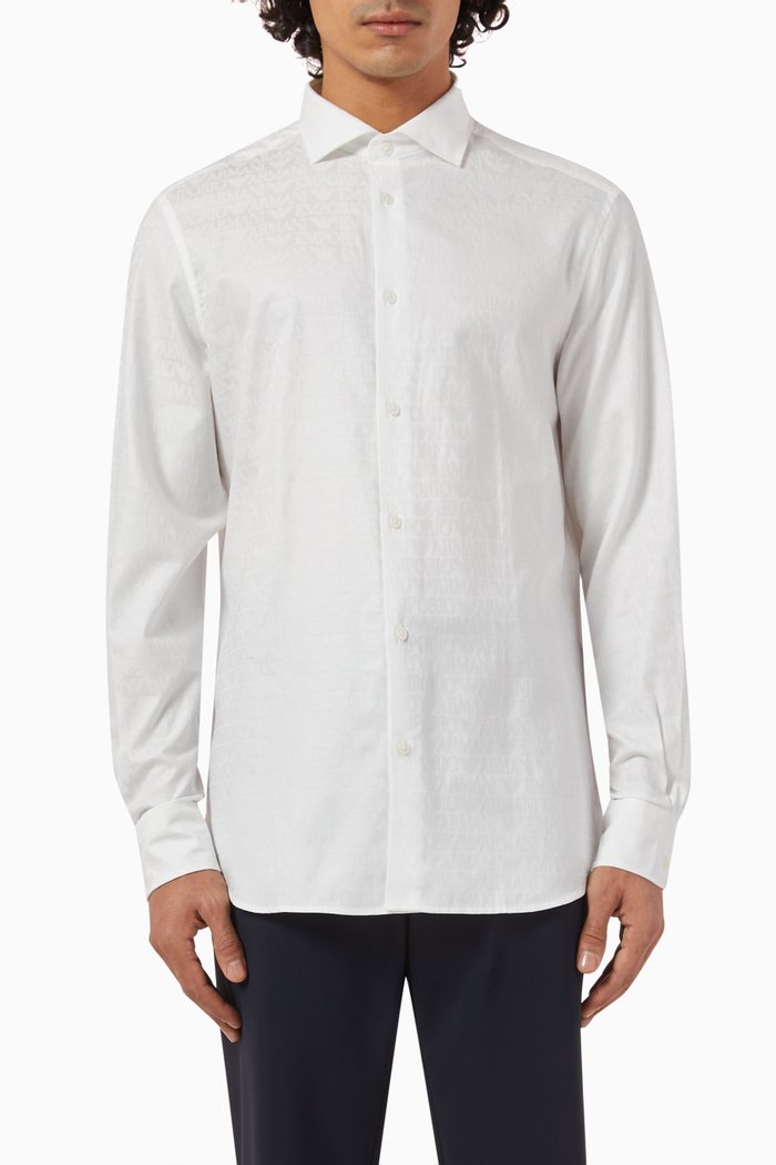 

Micro EA Logo Shirt in Cotton Jacquard, Neutral