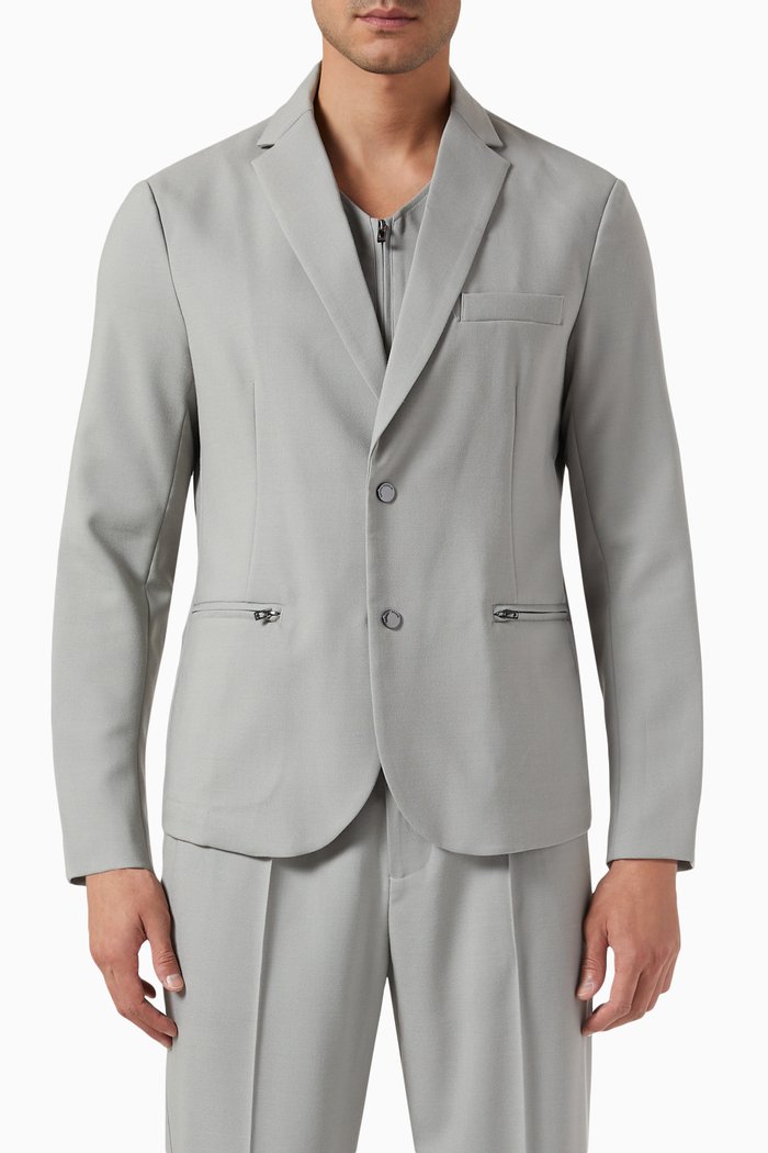 

Blazer Jacket in Wool Blend, Grey