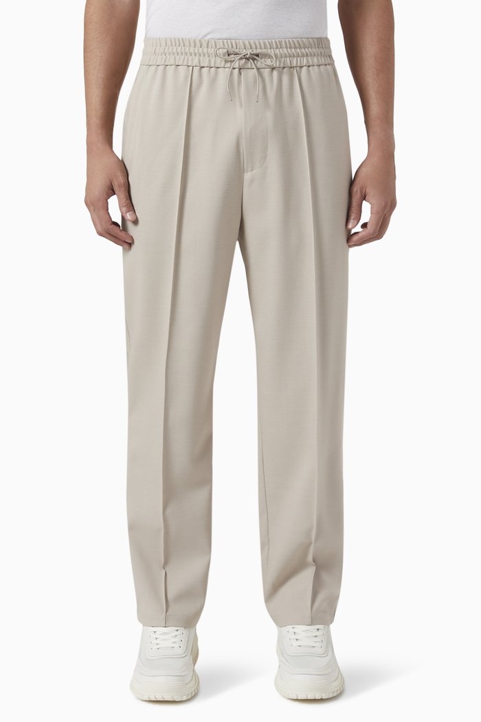 Zipped-cuff Pants in Wool-blend, Neutral